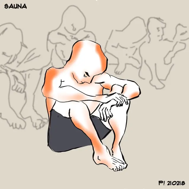 Sauna... reminds me of the heat on my car on those 40º days in Portugal ☺️ #drawingoftheday #artoftheday #cartoon #sauna #hellasgården
