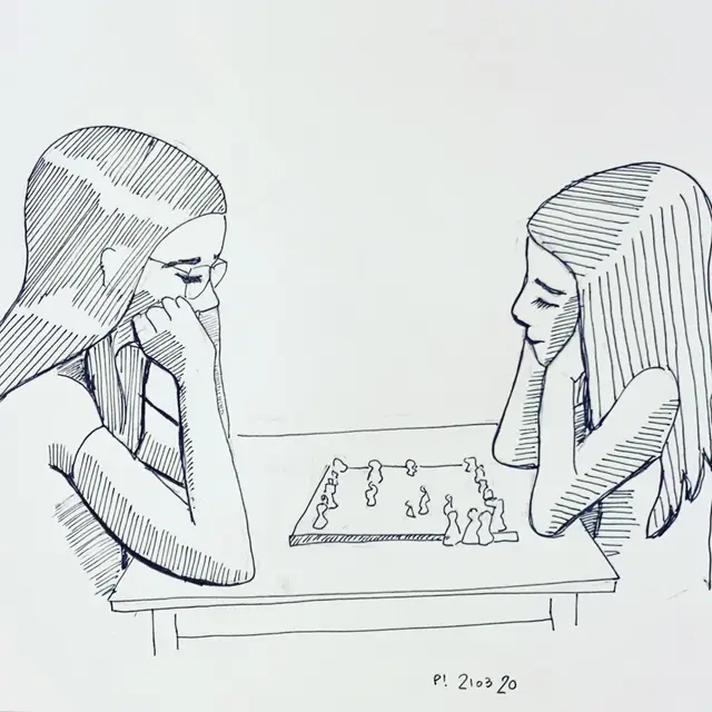 Few things give me more joy than watching my darlings play chess 😍🥰😍 #drawingoftheday #artoftheday #chess