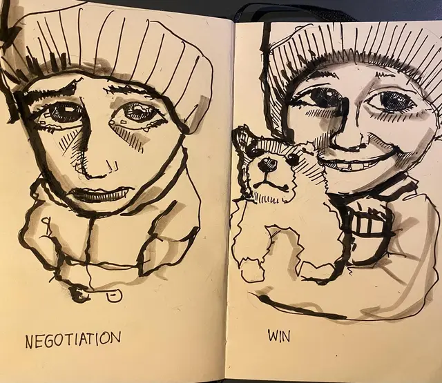 Bad dad? Good dad? 🤔🙈🤦‍♂️😅 can’t negotiate with a sweetheart! 😍 #drawingoftheday #illustration #notebook #journal #drawing #parenting #cute #husky