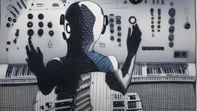 AI #2 Some house music from my spaceship. Three boards. #aiart #animation #illustration #ink #housemusic #fridaynight
