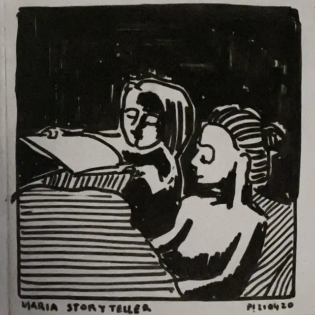 Role change, Maria reading the story and putting us to sleep. 🥰😍🤩 #drawingoftheday #illustration #parenting #artoftheday #storytelling #sleep